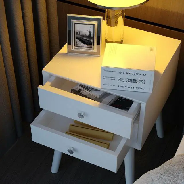 Alt view image 7 of 7 - SlickBlue Mid-Century Wooden Multipurpose End Table with 2 Storage Drawers