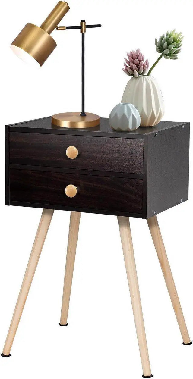 Alt view image 2 of 7 - SlickBlue Mid Century Modern 2 Drawers Nightstand in Natural
