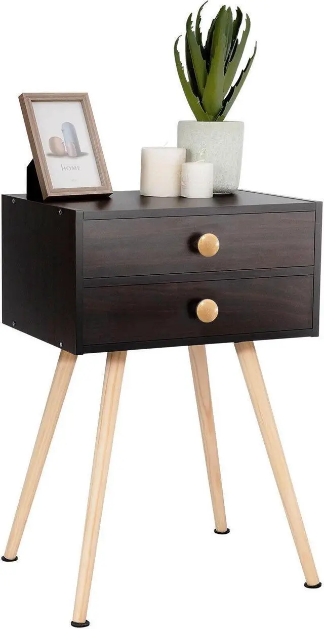 Alt view image 7 of 7 - SlickBlue Mid Century Modern 2 Drawers Nightstand in Natural