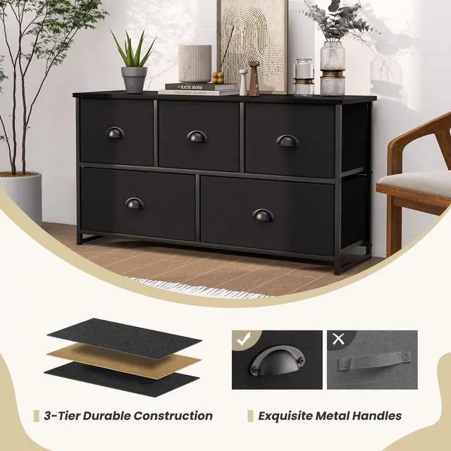 Alt view image 7 of 7 - SlickBlue Wood Dresser Storage Unit Side Table Display Organizer