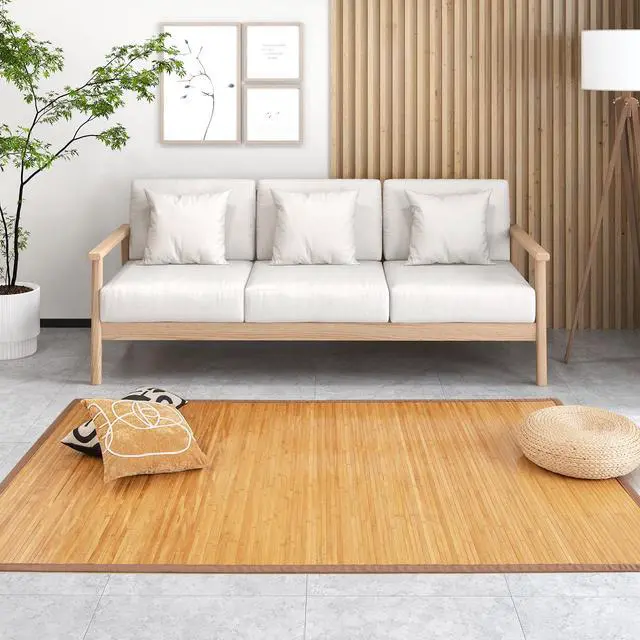 Alt view image 4 of 7 - SlickBlue 5 x 8 Feet Bamboo Floor Mat with Anti-Slip Backing for Living Room Bedroom