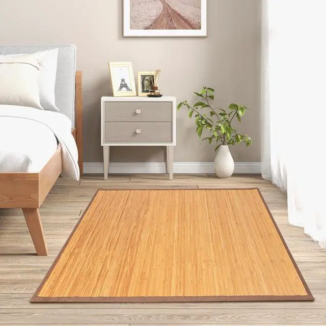 Alt view image 3 of 7 - SlickBlue 5 x 8 Feet Bamboo Floor Mat with Anti-Slip Backing for Living Room Bedroom