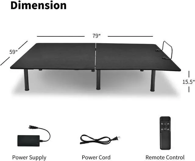 Alt view image 5 of 7 - SlickBlue Queen Size Adjustable Bed Base Frame with Wireless Remote Control