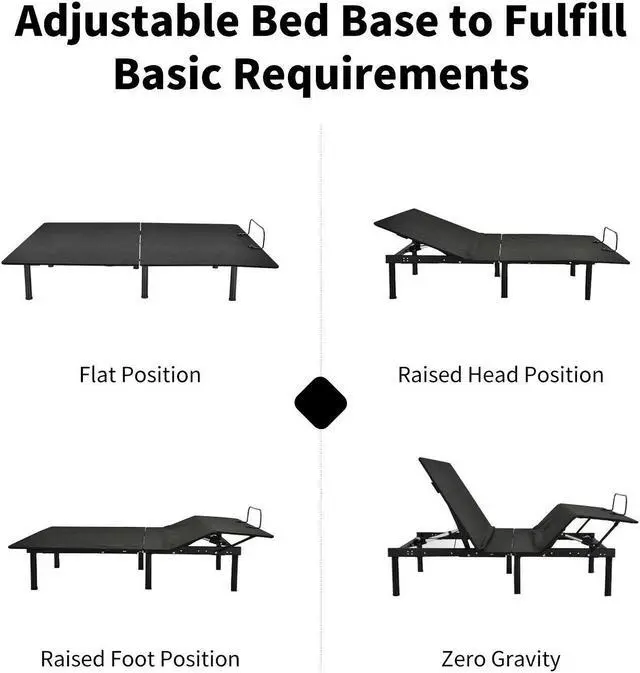 Alt view image 7 of 7 - SlickBlue Queen Size Adjustable Bed Base Frame with Wireless Remote Control