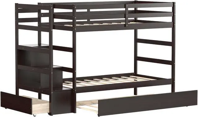 Main image of SlickBlue Twin Over Twin Bunk Bed with Storage Shelf and Drawer