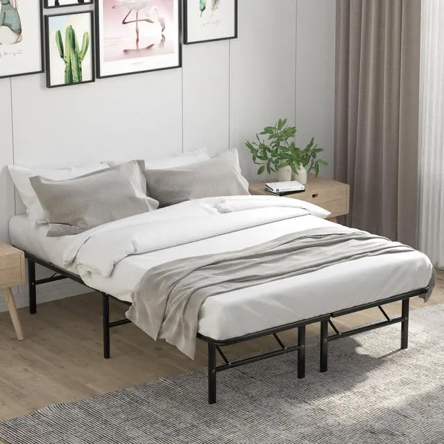 Alt view image 4 of 7 - SlickBlue Full/Queen Size Foldable Metal Platform Bed with Tool-Free Assembly