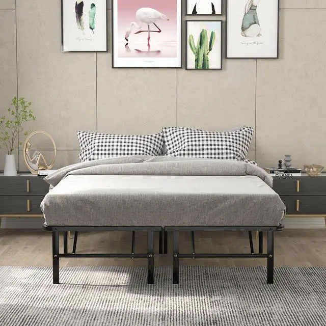 Alt view image 3 of 7 - SlickBlue Full/Queen Size Foldable Metal Platform Bed with Tool-Free Assembly