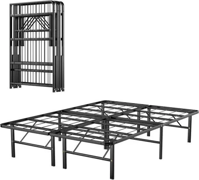 Alt view image 2 of 7 - SlickBlue Full/Queen Size Foldable Metal Platform Bed with Tool-Free Assembly
