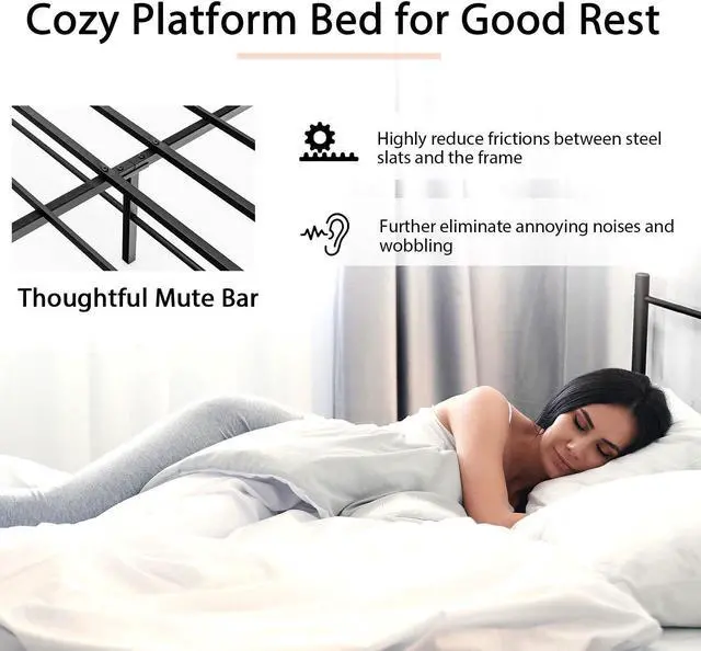 Alt view image 6 of 7 - SlickBlue Full/Queen Size Platform Bed Frame with High Headboard