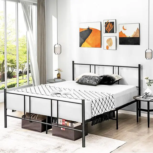 Alt view image 5 of 7 - SlickBlue Full/Queen Size Platform Bed Frame with High Headboard