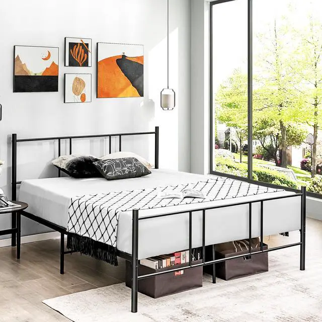 Alt view image 7 of 7 - SlickBlue Full/Queen Size Platform Bed Frame with High Headboard
