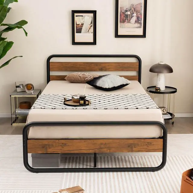 Alt view image 2 of 7 - SlickBlue Arc Platform Bed with Headboard and Footboard
