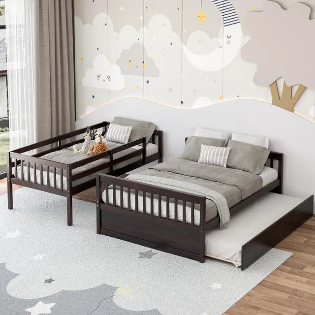 Alt view image 6 of 7 - SlickBlue Twin Over Full Convertible Bunk Bed with Twin Trundle