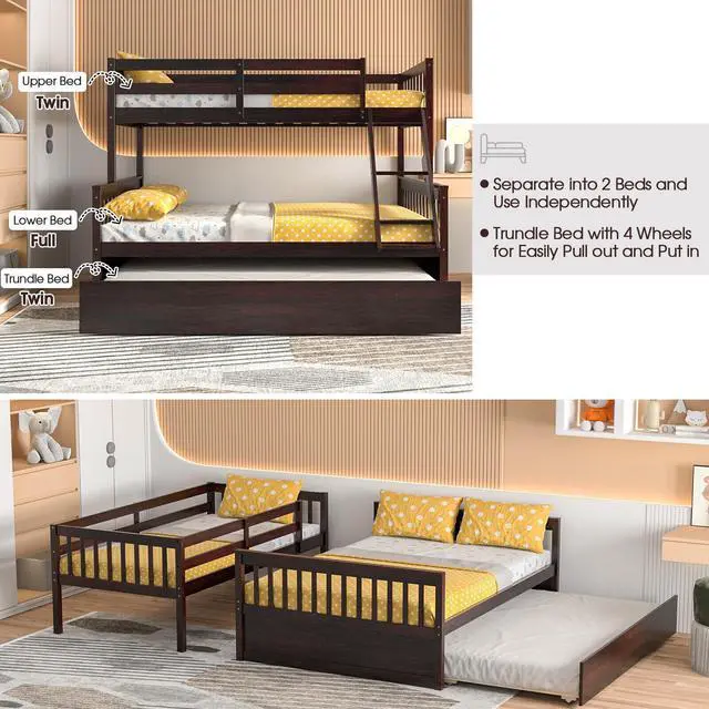 Alt view image 7 of 7 - SlickBlue Twin Over Full Convertible Bunk Bed with Twin Trundle
