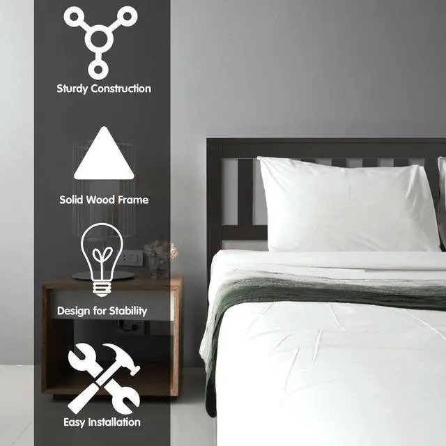 Alt view image 6 of 7 - SlickBlue Twin/Full/Queen Size Wood Platform Bed with Headboard