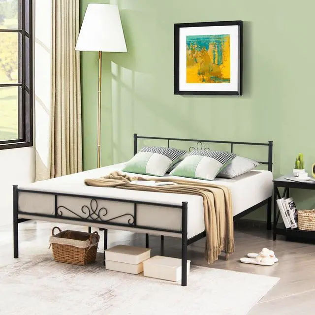 Alt view image 4 of 7 - SlickBlue Full/Queen Size Metal Bed Frame with Headboard and Footboard