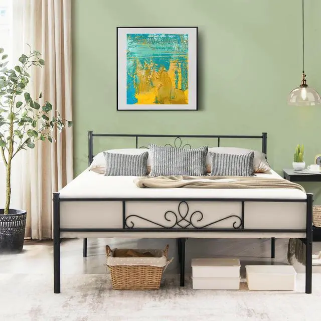 Alt view image 3 of 7 - SlickBlue Full/Queen Size Metal Bed Frame with Headboard and Footboard
