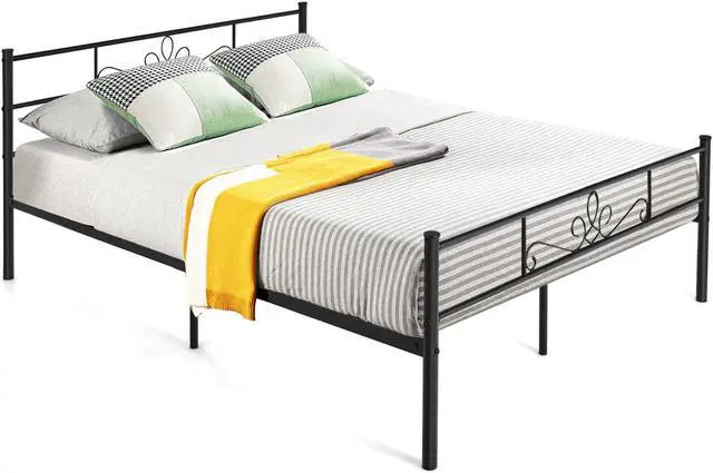 Alt view image 2 of 7 - SlickBlue Full/Queen Size Metal Bed Frame with Headboard and Footboard