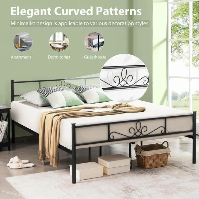 Alt view image 6 of 7 - SlickBlue Full/Queen Size Metal Bed Frame with Headboard and Footboard