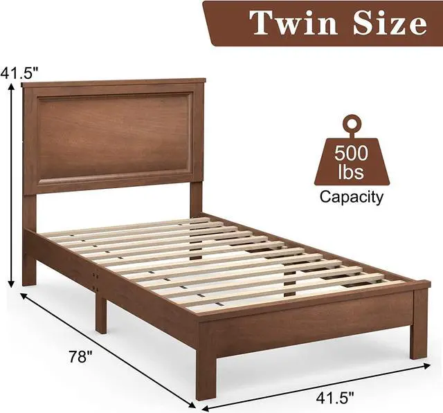 Alt view image 4 of 7 - SlickBlue Platform Bed Frame with Rubber Wood Leg