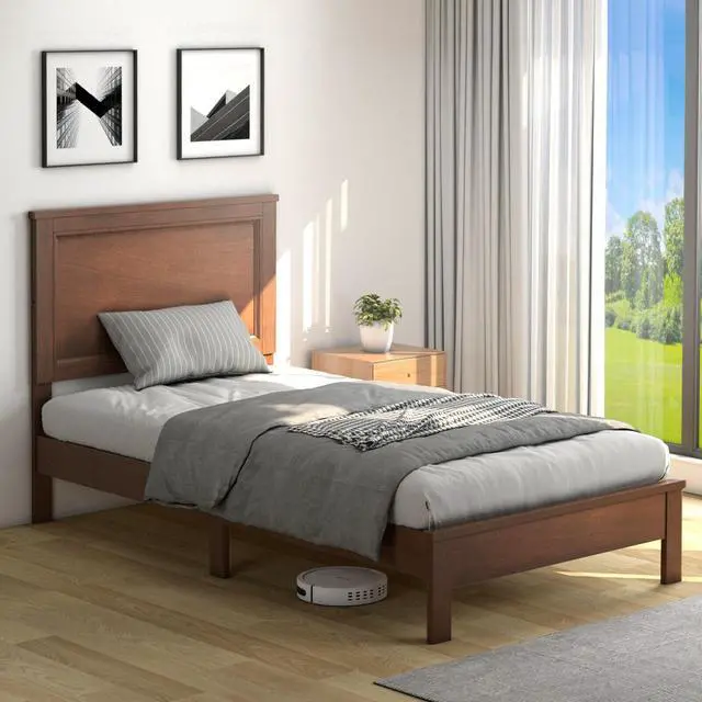 Alt view image 2 of 7 - SlickBlue Platform Bed Frame with Rubber Wood Leg