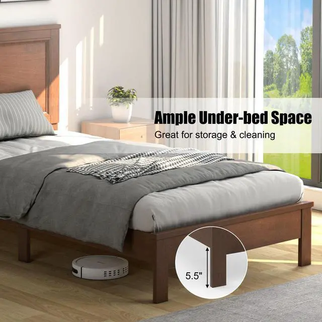 Alt view image 7 of 7 - SlickBlue Platform Bed Frame with Rubber Wood Leg