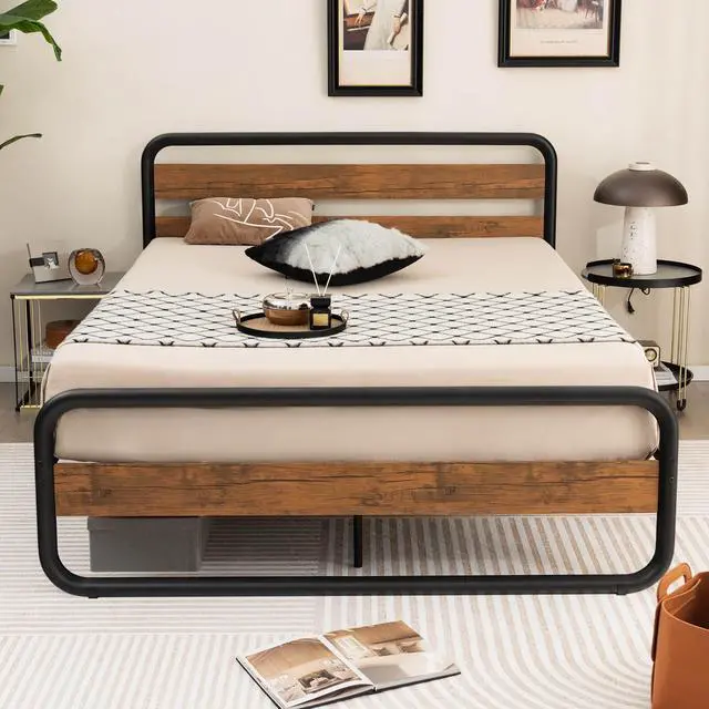 Alt view image 2 of 7 - SlickBlue Arc Platform Bed with Headboard and Footboard
