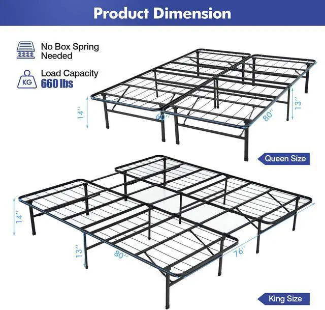 Alt view image 5 of 7 - SlickBlue Folding Steel Platform Bed Frame for Kids and Adults