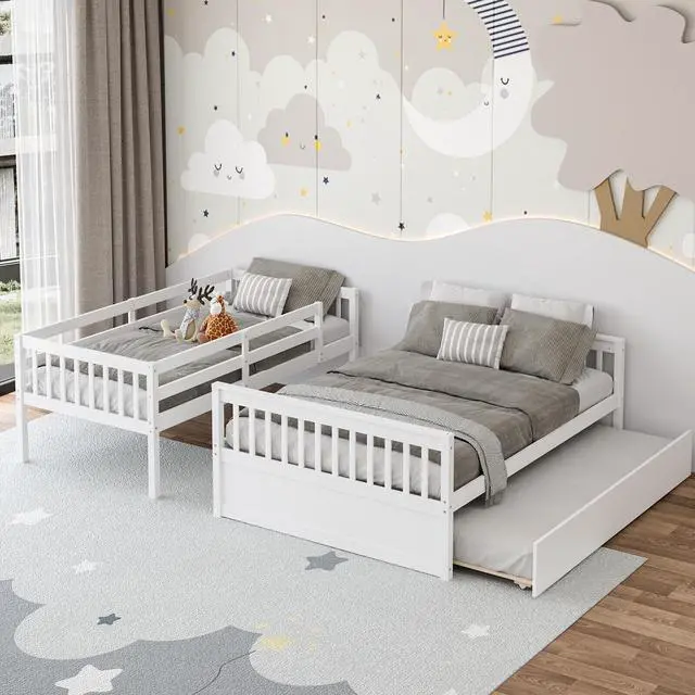 Alt view image 3 of 7 - SlickBlue Twin Over Full Convertible Bunk Bed with Twin Trundle