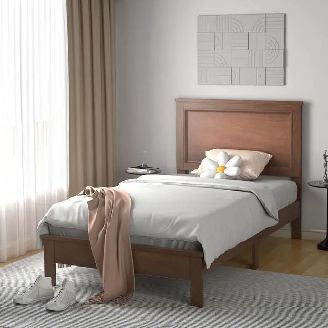 Alt view image 3 of 7 - SlickBlue Platform Bed Frame with Rubber Wood Leg
