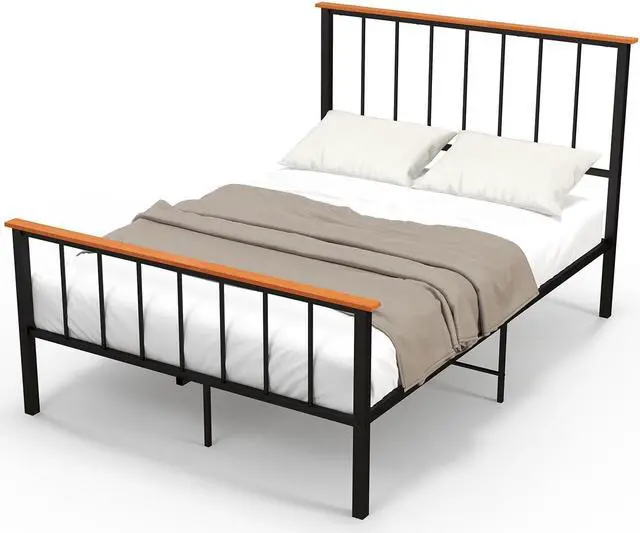 Alt view image 2 of 7 - SlickBlue Full/Queen Bed Frame with Headboard and Footboard