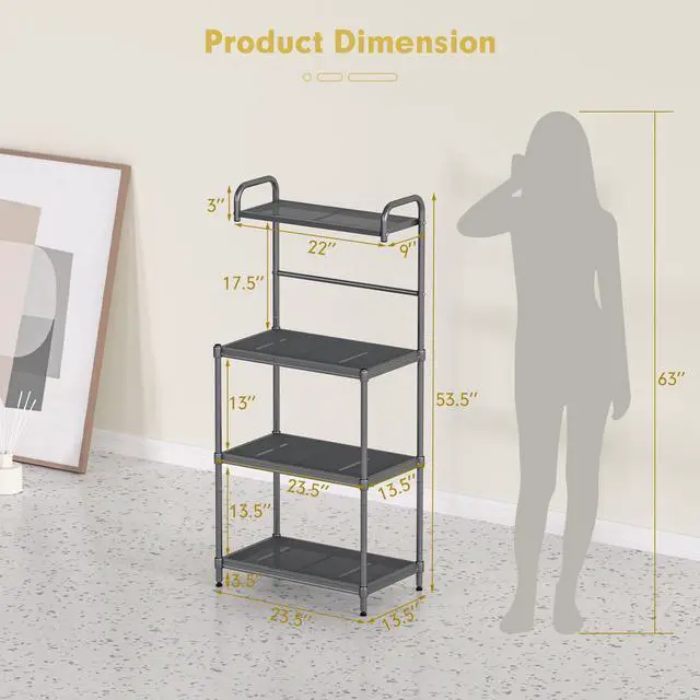 Alt view image 5 of 7 - SlickBlue 4-Tier Baker's Rack Stand Shelves Kitchen Storage Rack Organizer