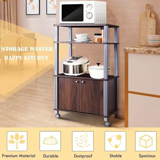 Alt view image 5 of 7 - SlickBlue Microwave Rack Stand Rolling Storage Cart
