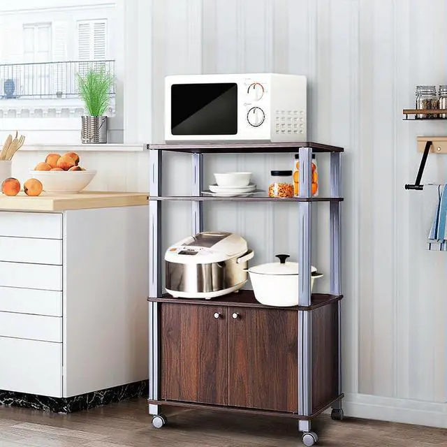 Alt view image 2 of 7 - SlickBlue Microwave Rack Stand Rolling Storage Cart