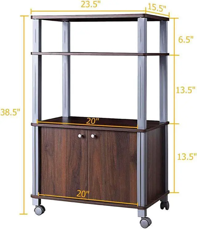 Alt view image 3 of 7 - SlickBlue Microwave Rack Stand Rolling Storage Cart