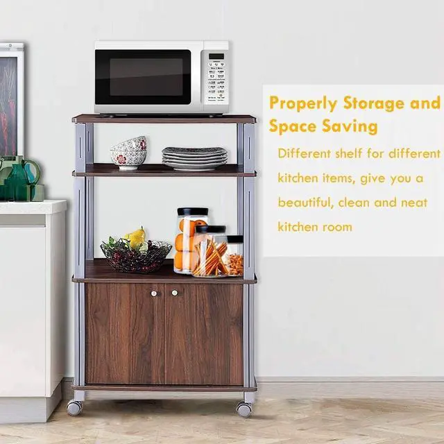 Alt view image 6 of 7 - SlickBlue Microwave Rack Stand Rolling Storage Cart