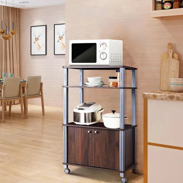 Alt view image 7 of 7 - SlickBlue Microwave Rack Stand Rolling Storage Cart