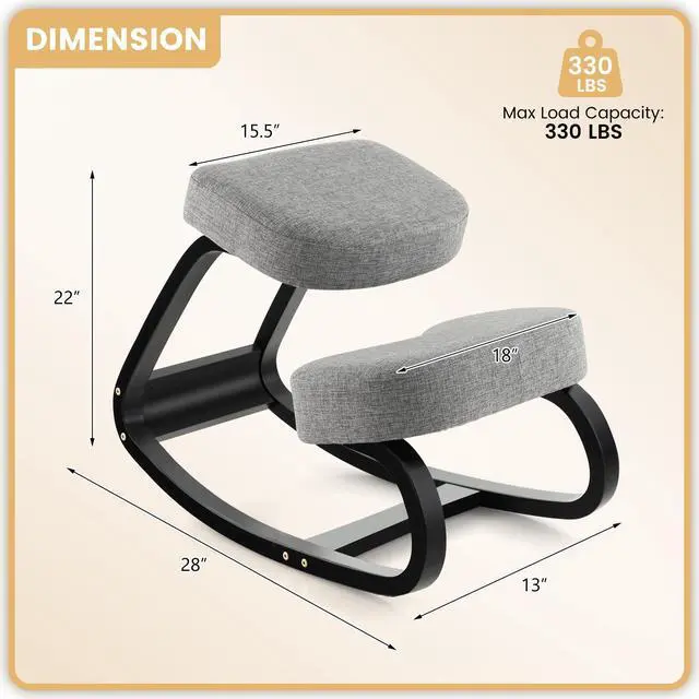 Alt view image 5 of 7 - SlickBlue Rocking Ergonomic Kneeling Chair with Padded Cushion for Home Office
