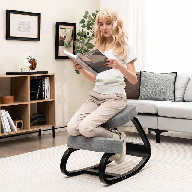 Alt view image 4 of 7 - SlickBlue Rocking Ergonomic Kneeling Chair with Padded Cushion for Home Office