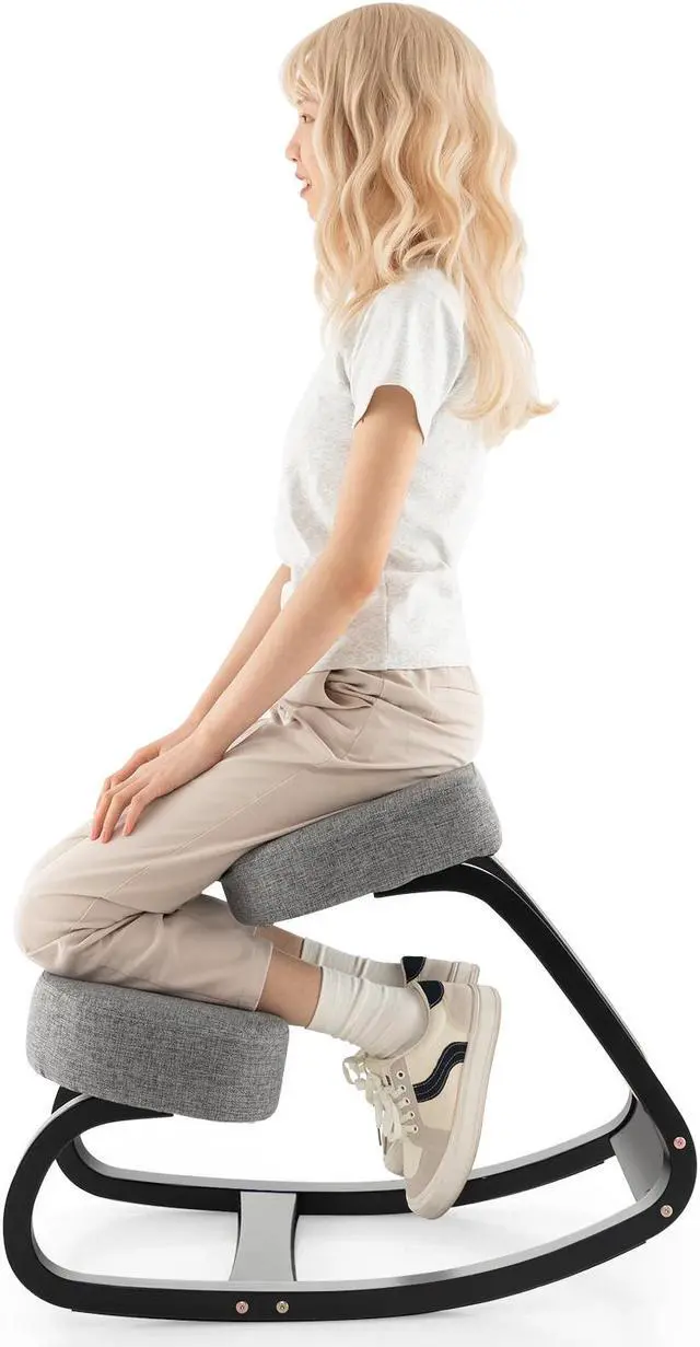 Alt view image 3 of 7 - SlickBlue Rocking Ergonomic Kneeling Chair with Padded Cushion for Home Office