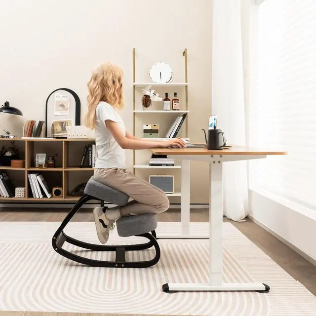 Alt view image 6 of 7 - SlickBlue Rocking Ergonomic Kneeling Chair with Padded Cushion for Home Office