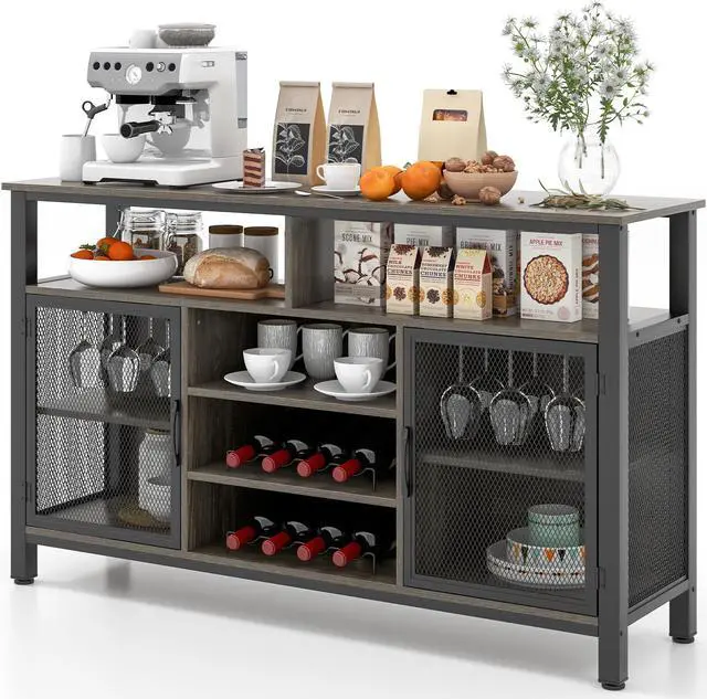 Alt view image 2 of 7 - SlickBlue 55-Inch Buffet Sideboard with 8-Bottle Wine Racks and Wine Glass Holders