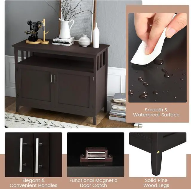 Alt view image 7 of 7 - SlickBlue Modern Practical Wooden Kitchen Lockers with Large Storage Space