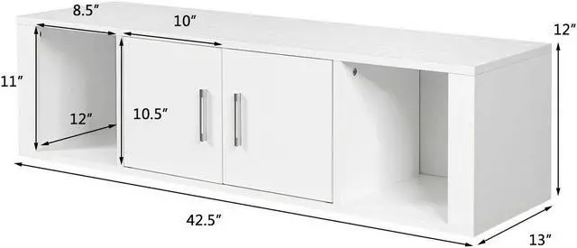 Alt view image 3 of 7 - SlickBlue Wall Mounted Floating 2 Door Desk Hutch Storage Shelves