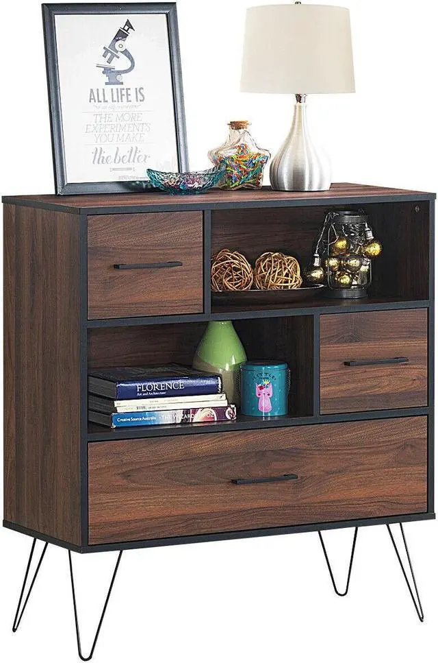 Alt view image 6 of 7 - SlickBlue 3-Tier Wood Storage Cabinet with Drawers and 4 Metal Legs