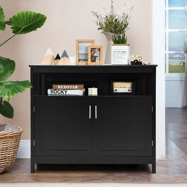 Alt view image 4 of 7 - SlickBlue Kitchen Buffet Server Sideboard Storage Cabinet with 2 Doors and Shelf