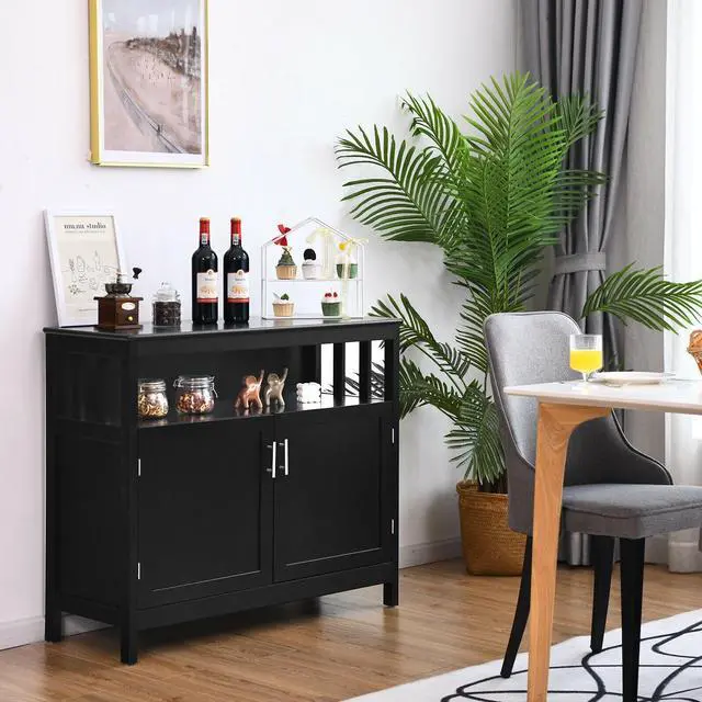 Alt view image 6 of 7 - SlickBlue Kitchen Buffet Server Sideboard Storage Cabinet with 2 Doors and Shelf