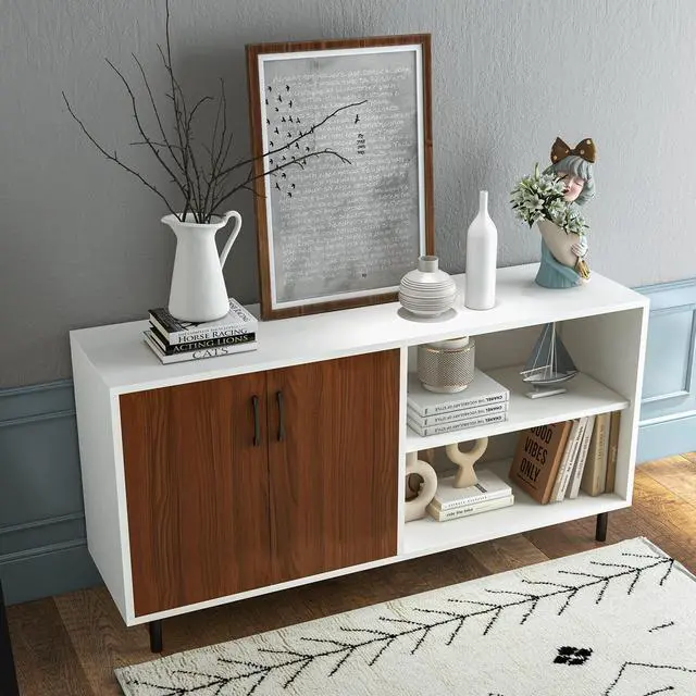 Alt view image 6 of 7 - SlickBlue Modern Buffet Sideboard with 2 Doors and Open Compartments