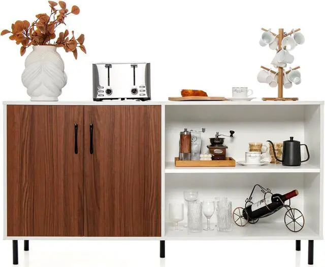 Alt view image 7 of 7 - SlickBlue Modern Buffet Sideboard with 2 Doors and Open Compartments