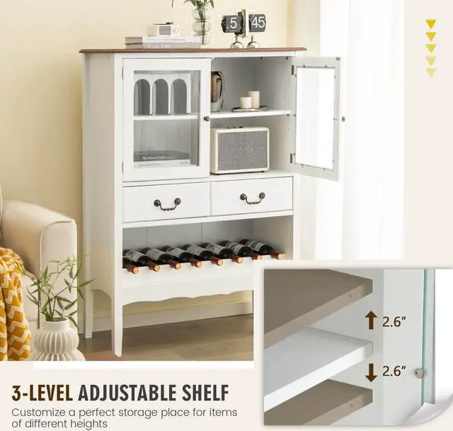 Alt view image 3 of 7 - SlickBlue Sideboard Buffet Cabinet with 2 Tempered Glass Doors